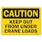 Signmission OSHA Caution, 7" Height, 10" Width, Decal, 7" H, 10" W, Landscape, Keep Out From Under Crane Loads OS-CS-D-710-L-19195 - alternate 1